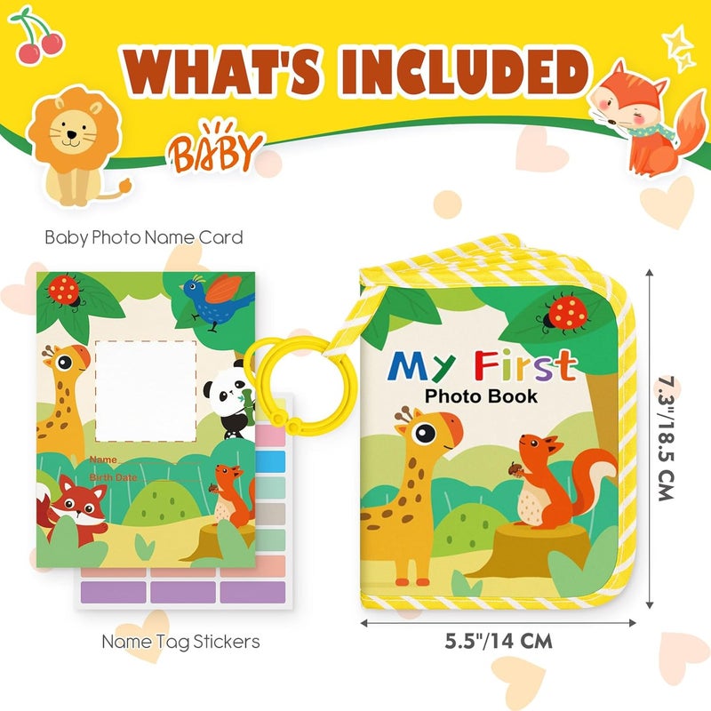 Lanpn My First Baby Photo Album Holds 17 4x6 Pictures, Soft Cloth Family Photo Book with Name Card Name Tag Stickers, Fabric Kid Memory Keepsake Gift for Baby Shower Newborn Toddler Boy Girl (Animal) - Image 2
